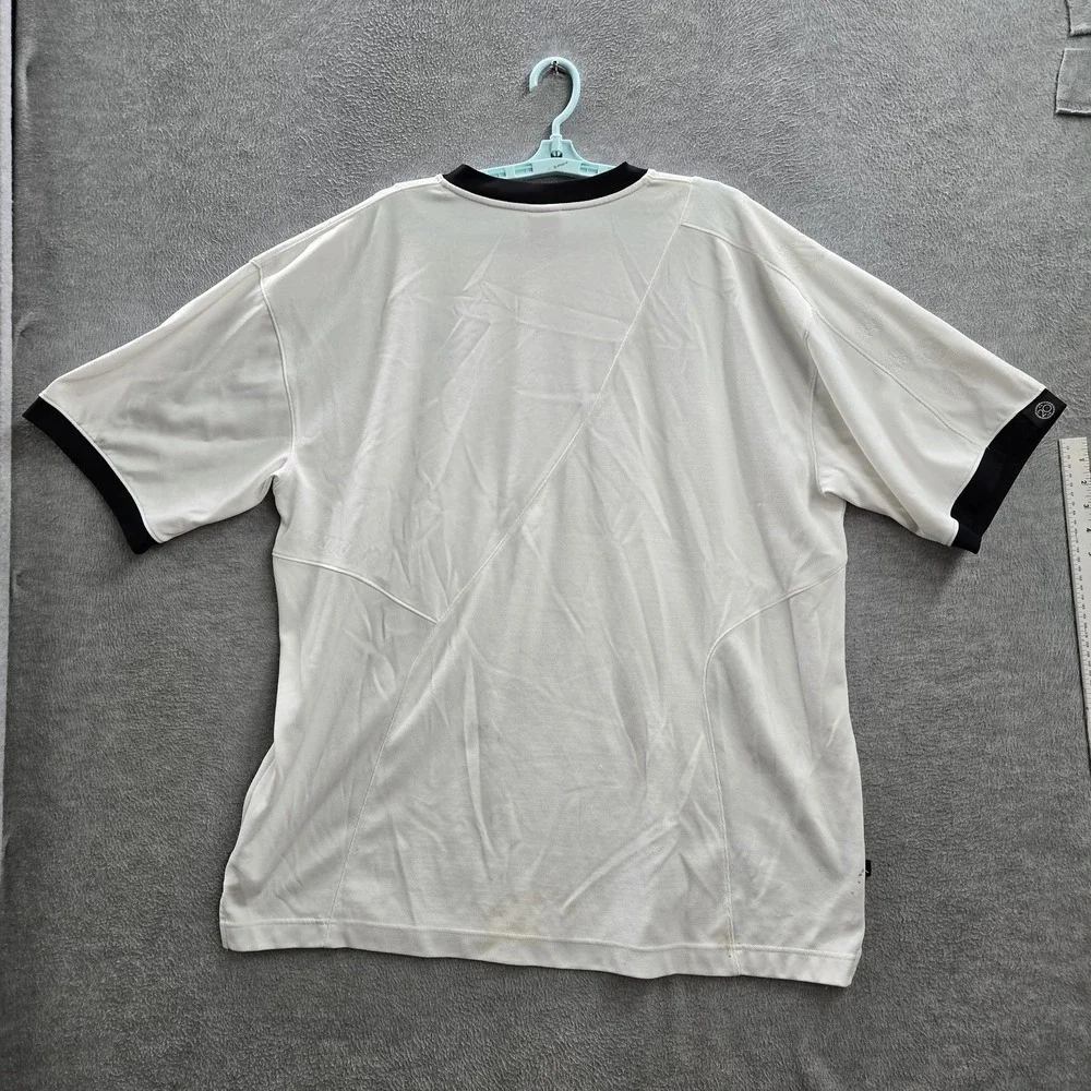 VINTAGE Air Jordan Men Shirt 2XL White Y2K Ringer Short Sleeve Crew Neck READ